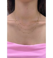 14 Ayar Altın 3 Sıralı Dorika Toplu Kolye (Rose)