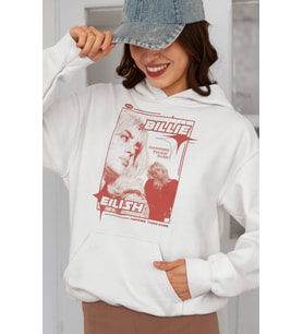 Billie Eilish Baskılı Unisex Oversize Şarkıcı Hoodie