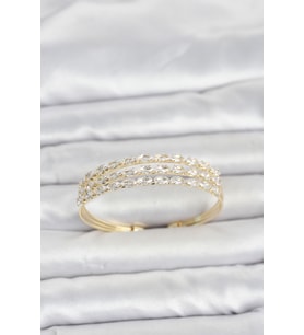 Pirinç Gold Renk Arpa Kesim Zirkon Taşlı Sıralı Model Kadın Bileklik 5886 - EEEEEE2565-7497