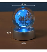 Dekoratif Renk Değiştiren DünyaTemalı Işıklı Cam Küre 8cm*6cm