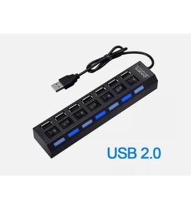 7 Port Girişli USB Hub Çoklayıcı On Off Anahtarlı Switch Işıklı Usb Adaptör Istasyonu