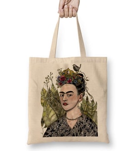 Frida Kahlo 01 Bez Çanta Uzun Saplı