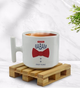 BK Gift Kişiye Özel Yakışıklı Babam Tasarımlı T Kulplu Beyaz Middle Kupa Bardak-2