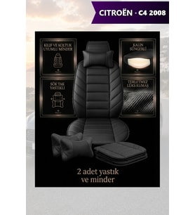 citron c4 2008 Koltuk ve Kılıf uyumlu Minder Siyah Lüks Yastık 2 Minder 2 Yastık