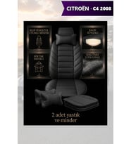 citron c4 2008 Koltuk ve Kılıf uyumlu Minder Siyah Lüks Yastık 2 Minder 2 Yastık