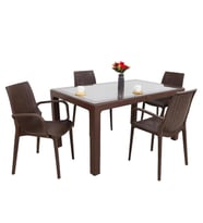 Mandella Elit Rattan 90x150 4 kişilik Nirvana Koltuk Camlı Masa Takımı Kahvereng