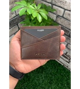Guard Antik Kahverengi Hakiki Deri İnce Modek Kredi Kartlık // GRD260225WT1438 (Renksiz)