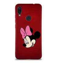 Xiaomi Redmi Note 7 Soft Premier Kapak Minnie Mouse-B Tasarımlı Silikon Kılıf - Mürdüm (Şeffaf)