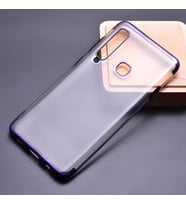 Galaxy A9 2018 Kılıf Dört Köşeli Lazer Silikon Kılıf (Siyah)