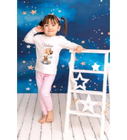 Pia Baby Premium %100 Pamuk İsme Özel Çocuk Pijama Takımı 1-8 Yaş 5063-14 (Pembe)