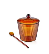 The Mia Striped Cam Kaşıklı Şekerlik Amber 10x12 cm CAM0436