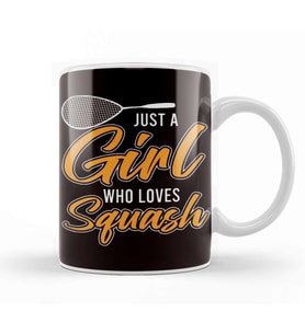 Girl Who Loves Squash Player Match Indoor Tennis Court Coach Kupa Bardak Porselen