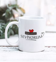 Sevgililer Günü Seni Çoook Seviyorum Tasarımlı Kupa Bardak (Beyaz)