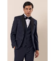 Koyu Lacivert Desenli Yelekli 6 Drop Slim Fit Smokin Damatlık Takım 1001230204