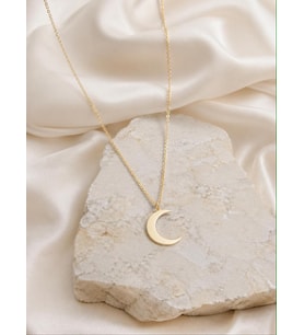 Kişiye Özel 925 Ayar Gümüş Zarif Hilal Model Kolye (Gold)