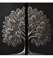 2li Eskitme Krom Ağaç Kanvas Tablo 60x120cm x2