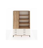 Hyperion Dolap 8 Raflı 6 Çekmeceli Tek Kapaklı  132x44x195 Çam-Çam/Aytaşı