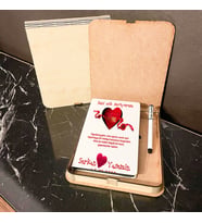 Sevgililer Günü Hediyesi Ahşap Kutulu Defter Kalem Set 006