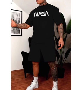 Nasa Baskı Şort Takım (Siyah)