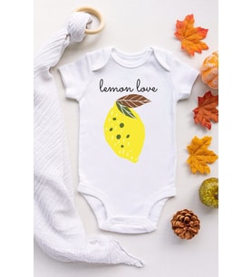 Unisex Bebek Beyaz Limon Kısa Kollu Çıtçıtlı Body