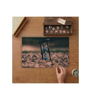Mavi Kum Saati Tasarımı 240 parça Ahşap Puzzle Ahşap Kutuda MP05583