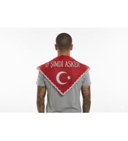 Halay Avm ''O Şimdi Asker'' yazılı, Pullu kına örtüsü Eldivenli, (Üçgen şeklinde) (Kırmızı)