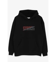 Breeze Erkek Çocuk Sweatshirt Nakışlı Yazı Baskılı 8-14 Yaş, Siyah