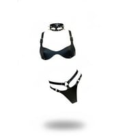 Mulvxbrf Brf02 Siyah Harness Takım Deri Zımbalı Halkalı Bralet Seti - Brf1298 (Mulvix)