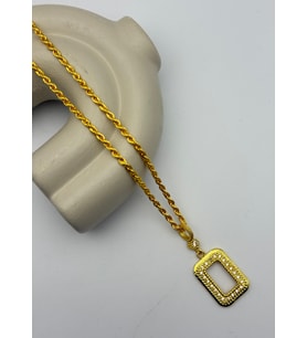 22k Altın Kaplama Şık Taşlı Çerçeveli Gramlık Kolye - 26grm16 (Gold)