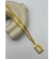 22k Altın Kaplama Şık Taşlı Çerçeveli Gramlık Kolye - 26grm16 (Gold)