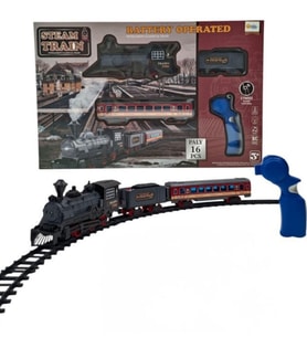 Pilli, Işıklı 16 Parça Oyuncak Tren Seti – Steam Train RC Model (Karışık)