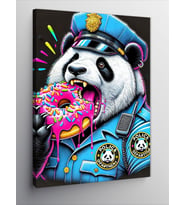 Kanvas Tablo Polis Pandası ve Donut