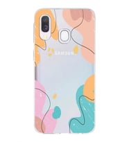 Samsung Galaxy A40 Uyumlu Kapak Karışık Renkler Tasarımlı Şeffaf Silikon Kılıf