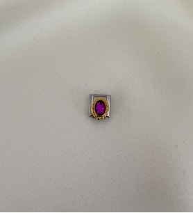 İtalyan Oval Mor Taşlı Charm (Gümüş)