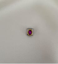 İtalyan Oval Mor Taşlı Charm (Gümüş)