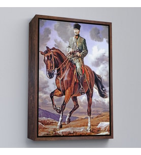 Çerçeveli At Üstündeki Mustafa Kemal Atatürk Duvar Tablosu (Kahverengi)
