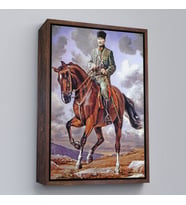 Çerçeveli At Üstündeki Mustafa Kemal Atatürk Duvar Tablosu (Kahverengi)