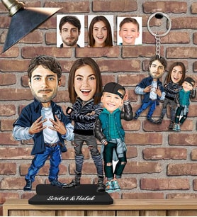 Kişiye Özel Aile Ahşap Biblo ve Anahtarlık 2 li set-21