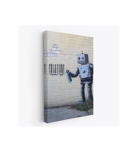 Banksy Graffiti Yapan Robot Kanvas Tablo-4966