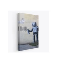 Banksy Graffiti Yapan Robot Kanvas Tablo-4966