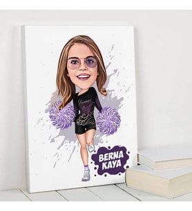 Ponpon Kız Karikatürlü Kanvas Tablo