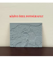 Kişiye Özel Resimli & Yazılı Anı Magneti - 3D Baskı (Tatlı Gri)