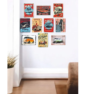 Zamanda Yolculuk: Retro Otomobil Temalı 10 Adet (13cmx17cm) MDF Tablo ile Nostaljiyi Yakala! Kafe, İş Yeri, Ev Dekorasyonunuza Ruh Katan Dekoratif Hediyelik Tablolar