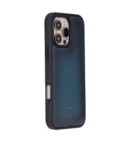 Bouletta Apple iPhone 16 Pro uyumlu, Hakiki Deri, El Yapımı Kılıf, Gölgeli Mavi