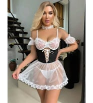 Amora Secret Beyaz Dantel İşlemeli Büstiyerli Fantezi Tül Gecelik