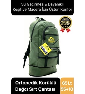 65 Lt Ortopedik Dayanıklı Büyük Boy Çok Gözlü Su Geçirmez Körüklü Kamp Trekking Outdoor Sırt Çantası