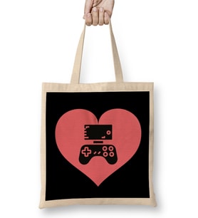 Video Gamer Heart Controller Bez Çanta Uzun Saplı