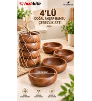 ByMyHand Bambu Doğal Ahşap Yuvarlak Çerezlik 4'lü Set Çap 10 Cm