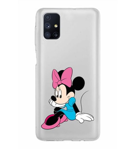 Samsung Galaxy M51 Kapak Minnie Mouse Tasarımlı Şeffaf Silikon Kılıf