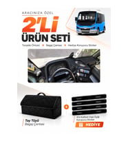 e-biz KARSAN JEST (2013-2020) Uyumlu Torpido Örtüsü + Tay Tüyü Bagaj Çantası Seti - Siyah - KR001